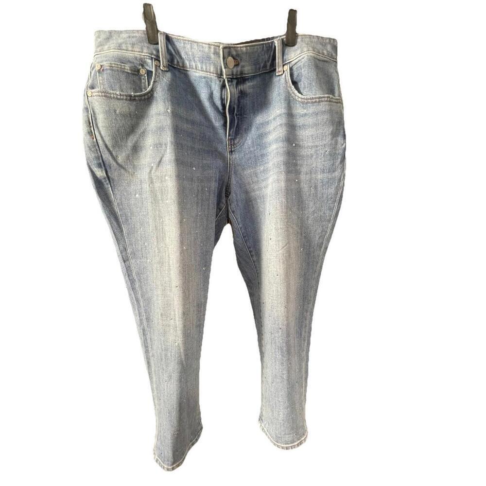 Talbots Everyday Relaxed Jeans Women's Size 18WP Light Wash w/RHINESTONES